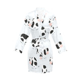 Cute cows pattern Women's Long Sleeve Belted Night Robe
