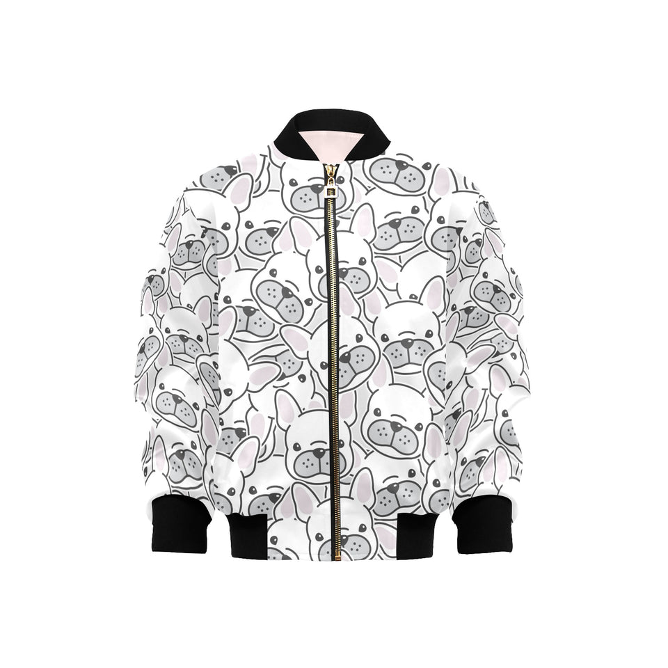 Cute french bulldog head pattern Kids' Boys' Girls' Bomber Jacket