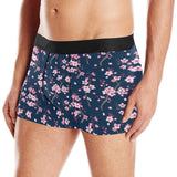 Pink sakura cherry blossom blue background Men's All Over Print Boxer Briefs Men's Underwear