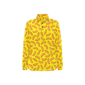 Sausage Pattern Print Design 01 Women's Long Sleeve Polo Shirt