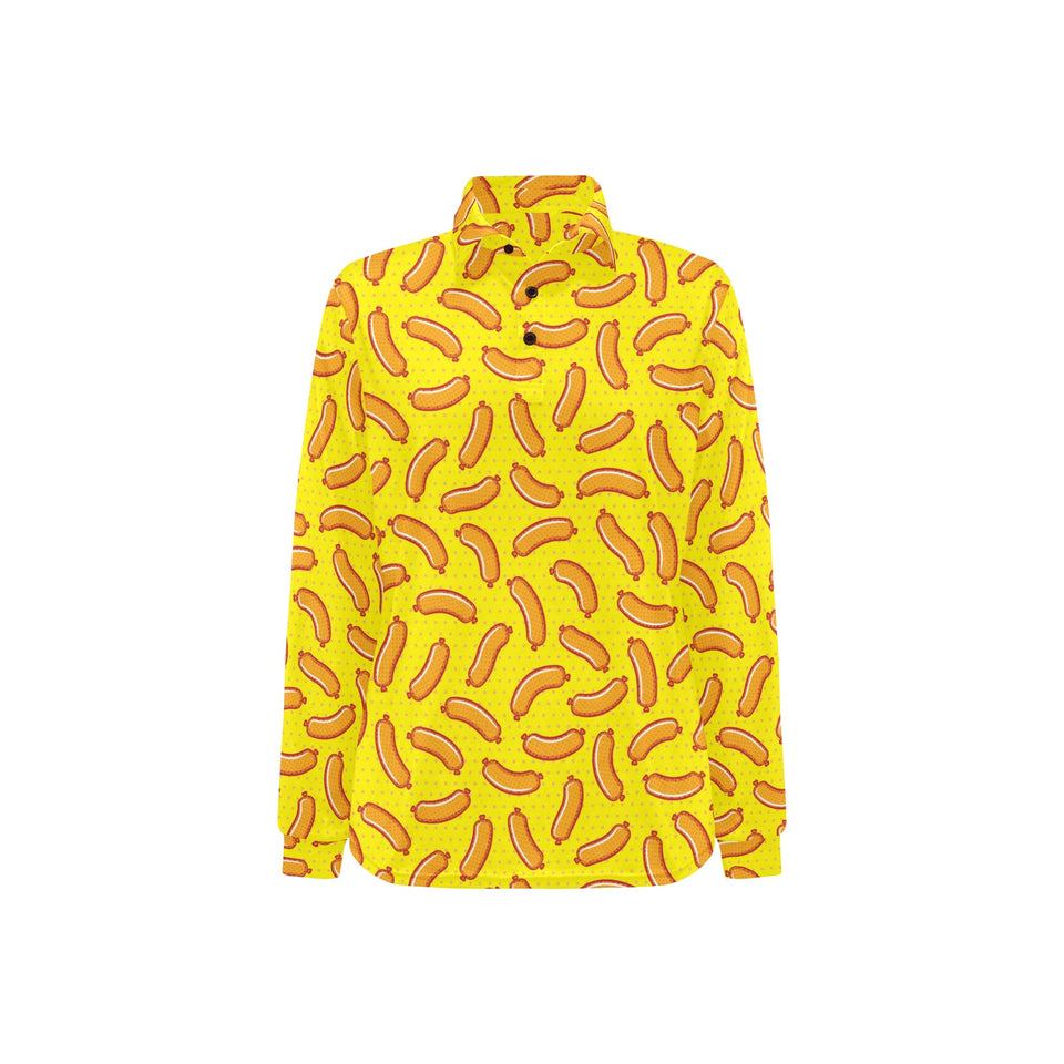 Sausage Pattern Print Design 01 Women's Long Sleeve Polo Shirt