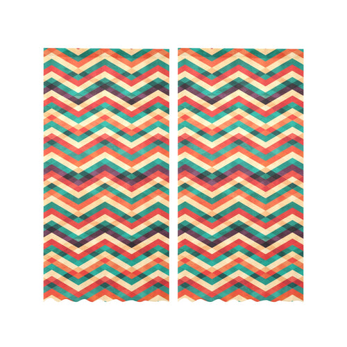 zigzag chevron colorful pattern Gauze Curtain