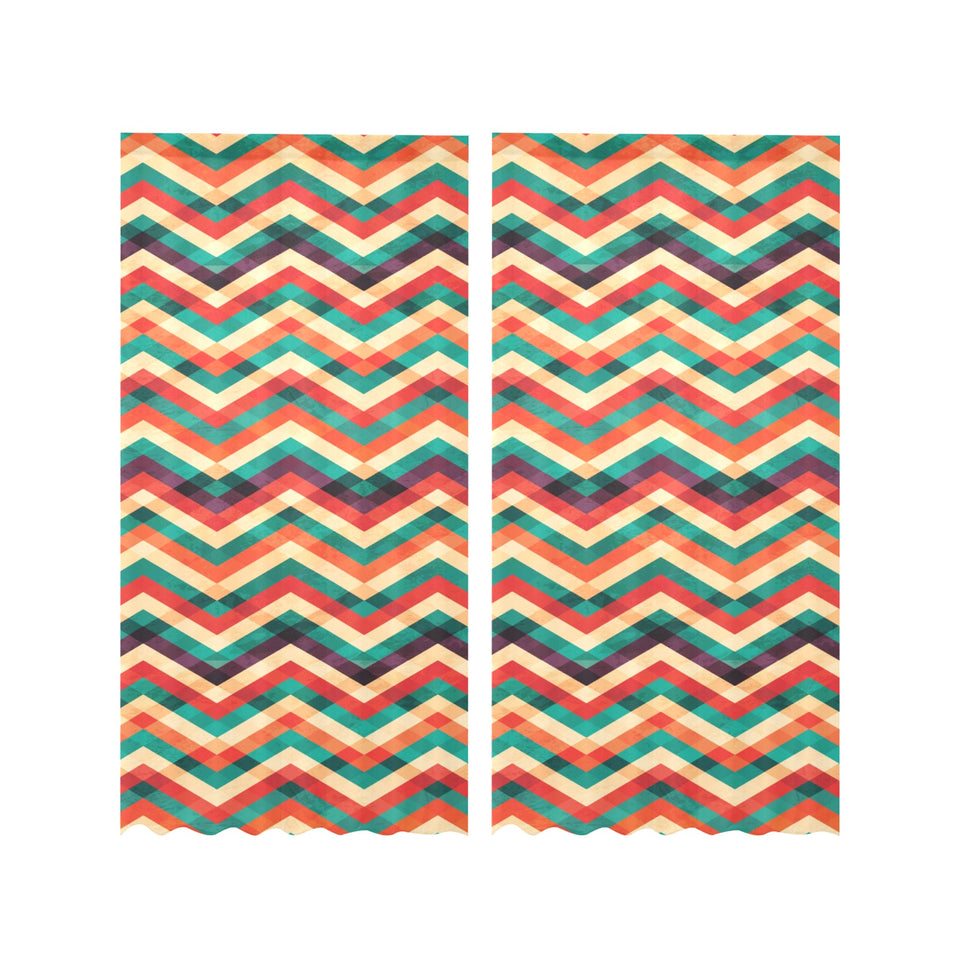 zigzag chevron colorful pattern Gauze Curtain