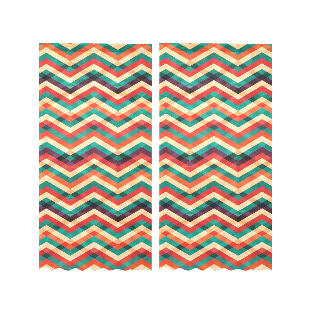 zigzag chevron colorful pattern Gauze Curtain