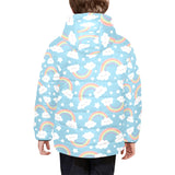 Cute rainbow clound star pattern blue background Kids' Boys' Girls' Padded Hooded Jacket