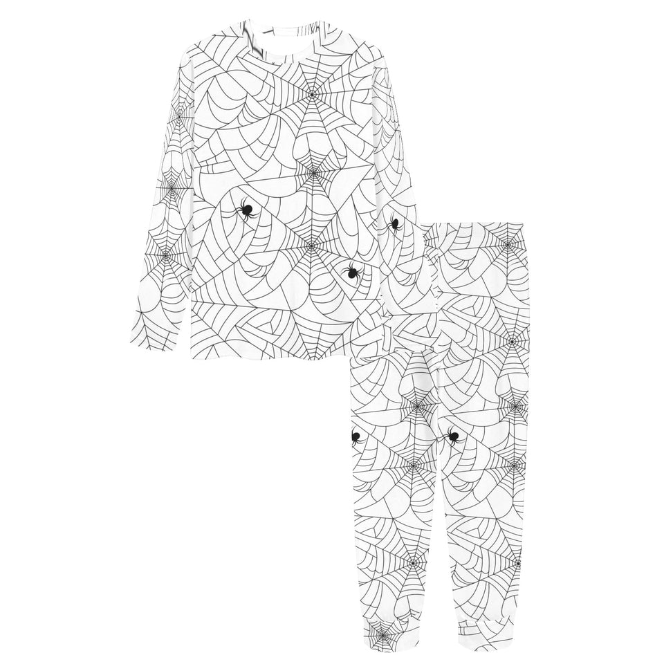 Spider web cobweb pattern white background Women's All Over Print Pajama Set
