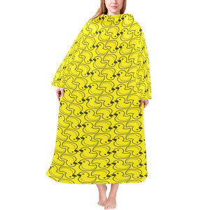 Duck Pattern Print Design 02 Blanket Robe with Sleeves