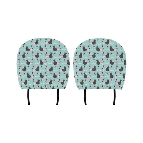 poodle dog green background Car Headrest Cover