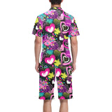 heart dot wave star creative design pattern Men's V-Neck Short Pajama Set
