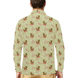 Yorkshire Terrier Pattern Print Design 01 Men's Long Sleeve Polo Shirt