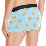 Brown cute pomeranian blue blackground Men's All Over Print Boxer Briefs Men's Underwear