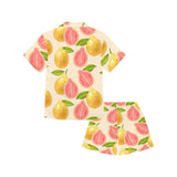 Beautiful guava pattern Kids' Boys' Girls' V-Neck Short Pajama Set