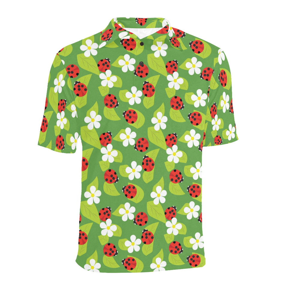 Ladybug Pattern Print Design 01 Men's All Over Print Polo Shirt
