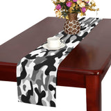 Black white camouflage pattern Table Runner