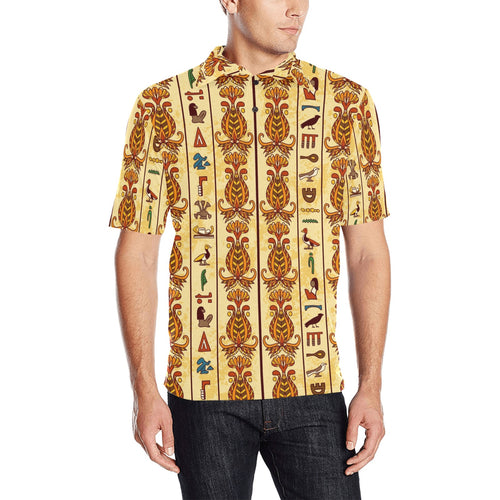 Egypt Hieroglyphics Pattern Print Design 04 Men's All Over Print Polo Shirt