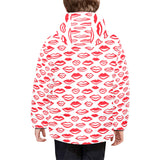 Lips Pattern Print Design 05 Kids' Boys' Girls' Padded Hooded Jacket