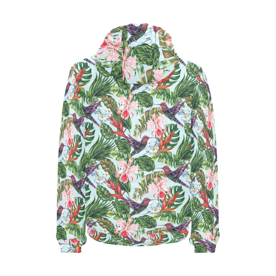 Hummingbird Pattern Print Design 05 Men's Padded Hooded Jacket