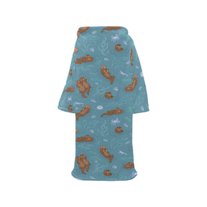 Sea otters pattern Blanket Robe with Sleeves