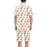 Color cute owl pattern Men's V-Neck Short Pajama Set