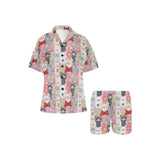 Pig Pattern Print Design 02 Women's V-Neck Short Pajama Set