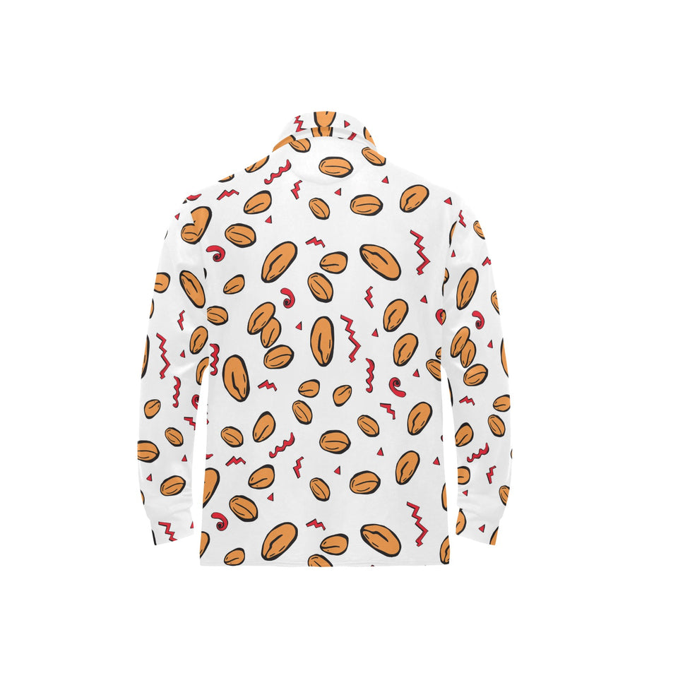 peanuts pattern background Men's Long Sleeve Polo Shirt