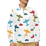 Airplane star cloud colorful Men's Long Sleeve Polo Shirt