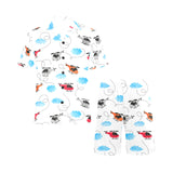 Watercolor helicopter cloud pattern Men's V-Neck Short Pajama Set