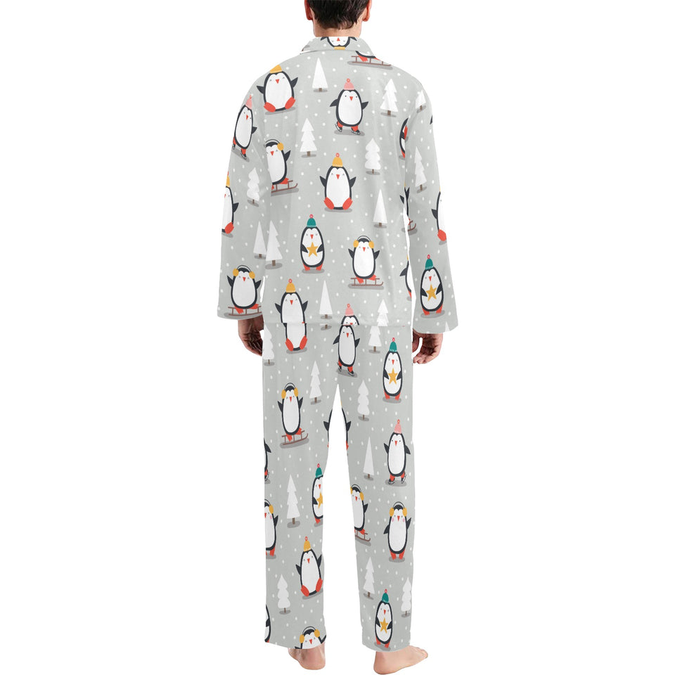 Cute Penguin christmas pattern Men's Long Pajama Set