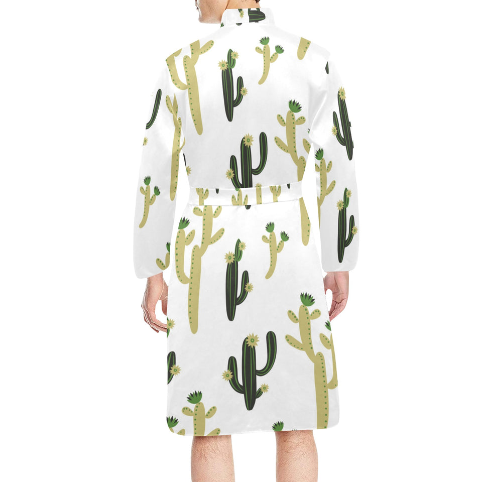 Cute cactus pattern Men's Long Sleeve Belted Night Robe
