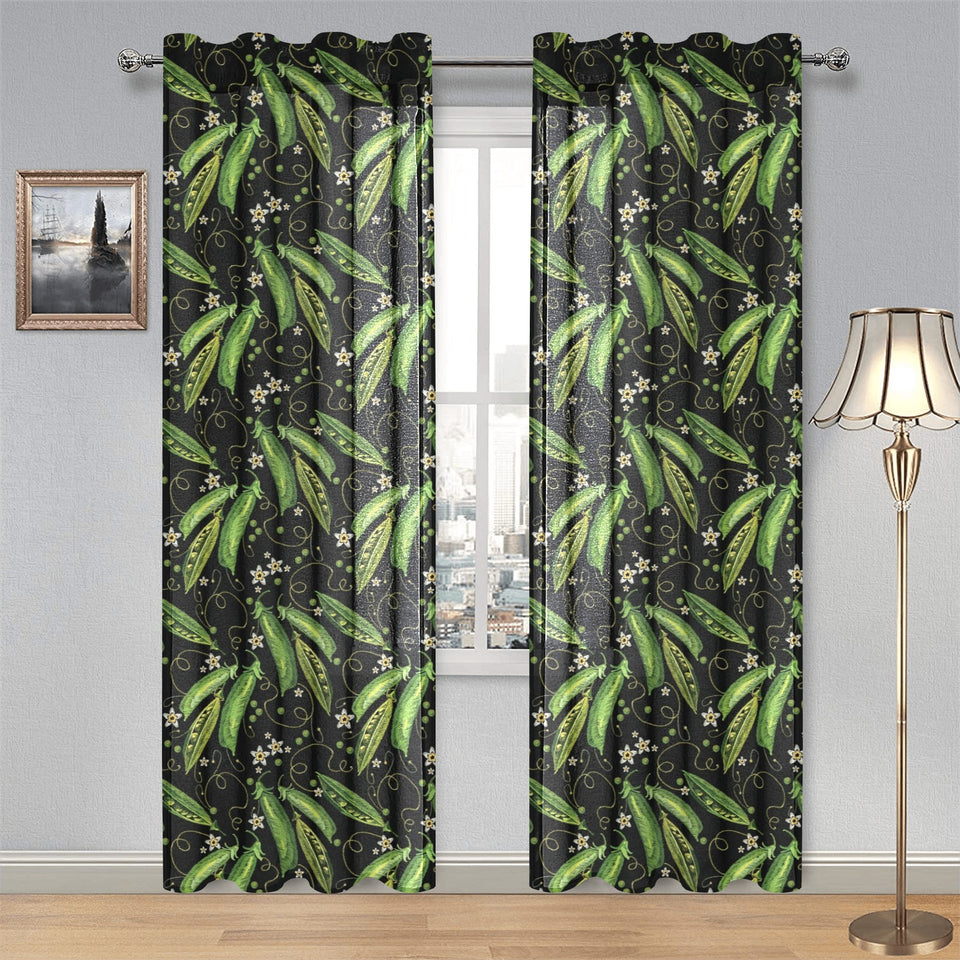 Green Peas Pattern Print Design 02 Gauze Curtain