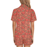 Red Tomato Pattern Women's V-Neck Short Pajama Set