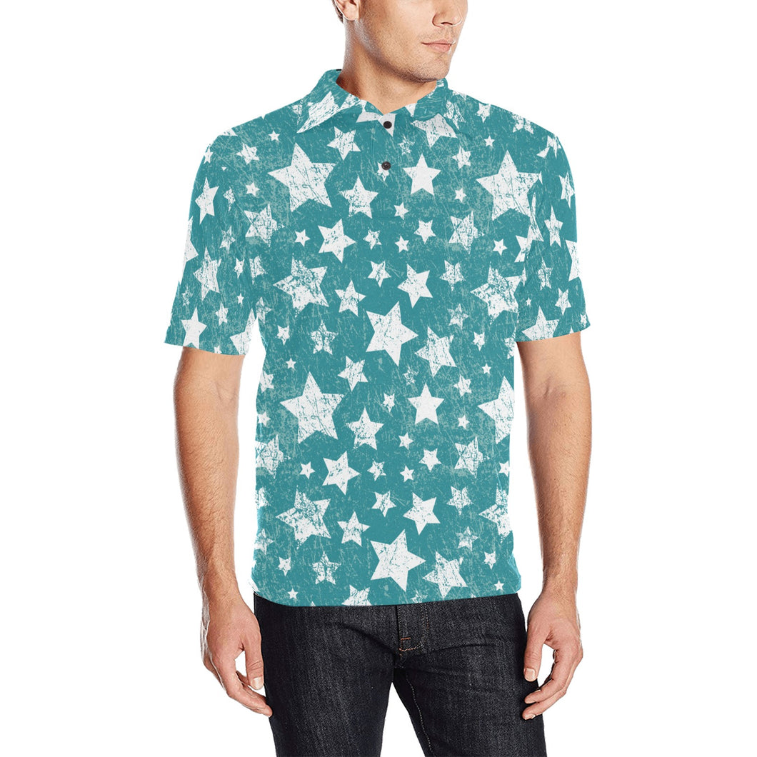 Vintage star pattern Men's All Over Print Polo Shirt