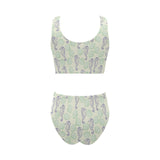 Seahorse shell pattern Chest Bowknot High Waisted Bikini Swimsuit