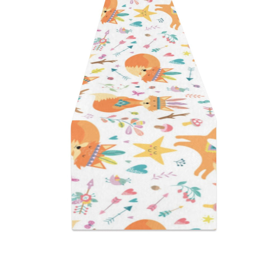 cute tribal fox pattern Table Runner