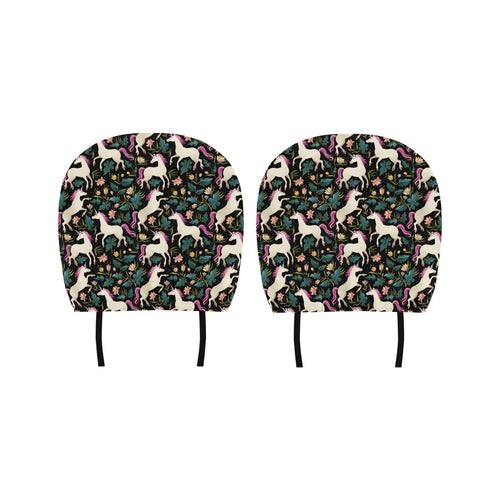 Unicorns forest background Car Headrest Cover