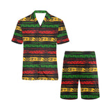 Canabis Marijuana Weed Pattern Print Design 04 Men's V-Neck Short Pajama Set