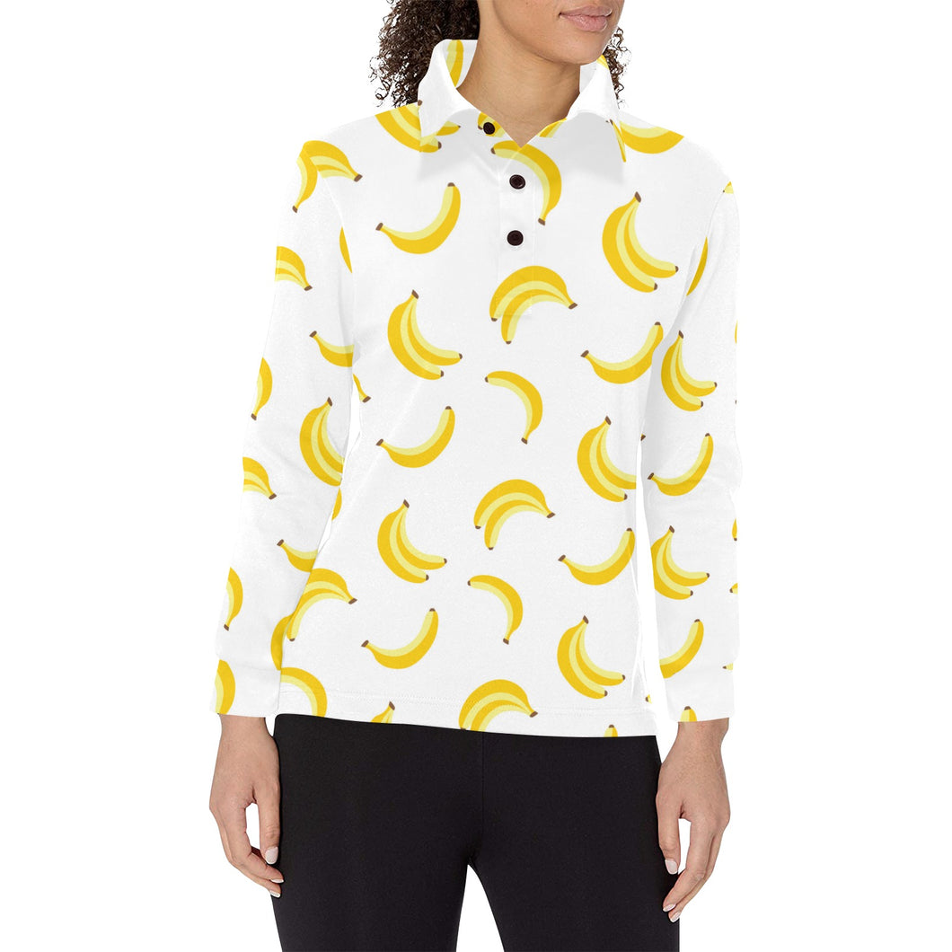 Banana pattern Women's Long Sleeve Polo Shirt