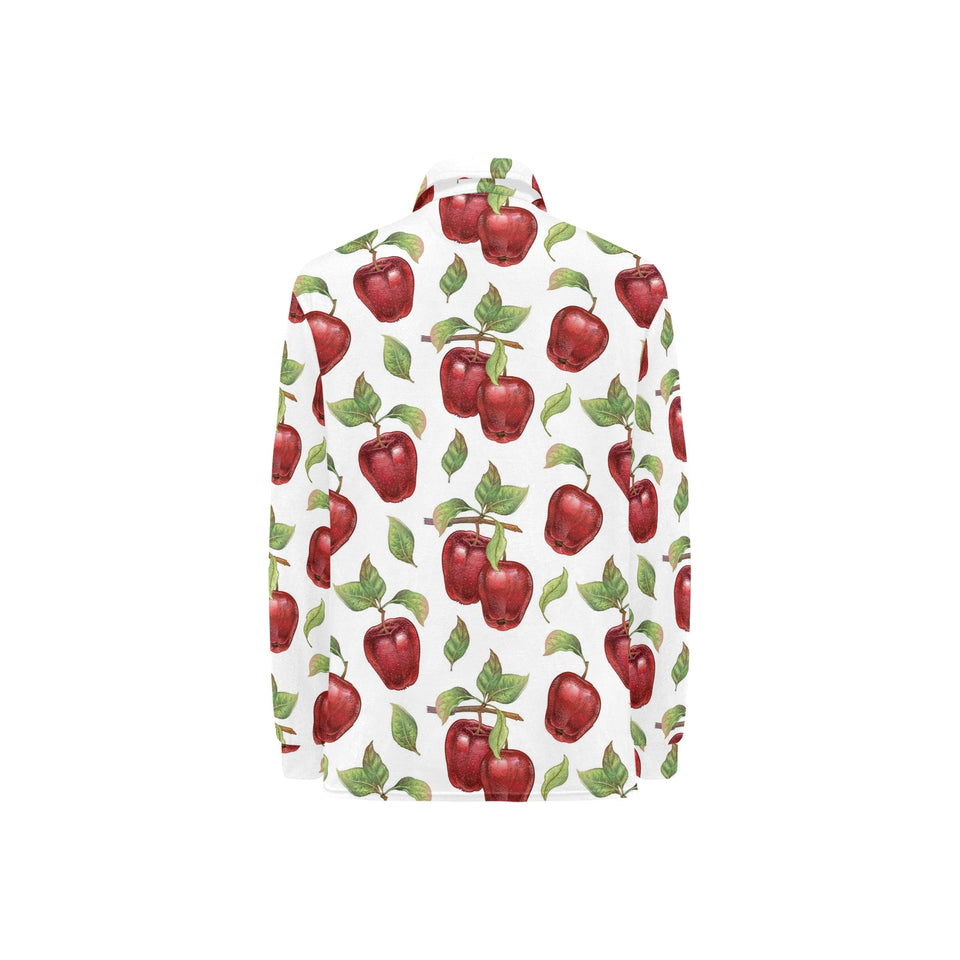 Red apples pattern Women's Long Sleeve Polo Shirt