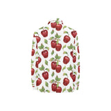Red apples pattern Women's Long Sleeve Polo Shirt