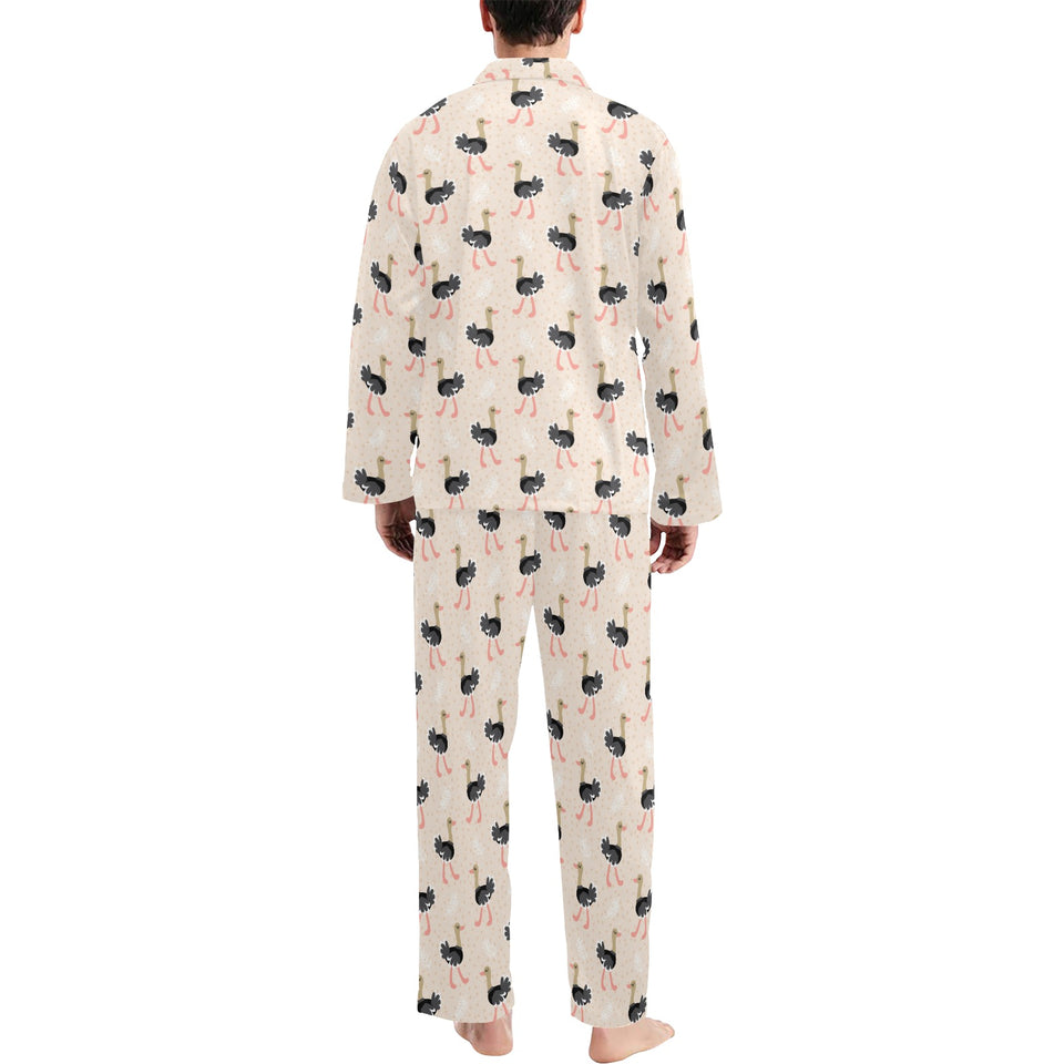 Ostrich Pattern Print Design 05 Men's Long Pajama Set