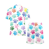 Dog Paws Pattern Print Design 01 Men's V-Neck Short Pajama Set