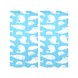 Cute white sea lion seals pattern Gauze Curtain