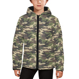 Dark Green camouflage pattern Kids' Boys' Girls' Padded Hooded Jacket