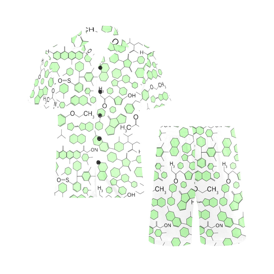 Chemistry Periodic Table Pattern Print Design 03 Men's V-Neck Short Pajama Set