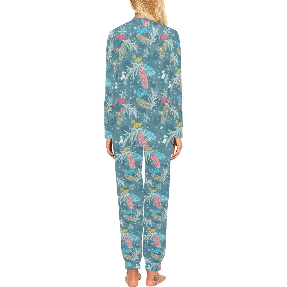 Squirrel Pattern Print Design 01 Women's All Over Print Pajama Set