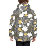Beautiful gold autumn maple leaf pattern Kids' Boys' Girls' Padded Hooded Jacket