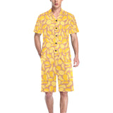 Potato Chips Pattern Print Design 01 Men's V-Neck Short Pajama Set