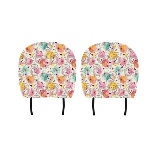 Clock butterfly pattern Car Headrest Cover