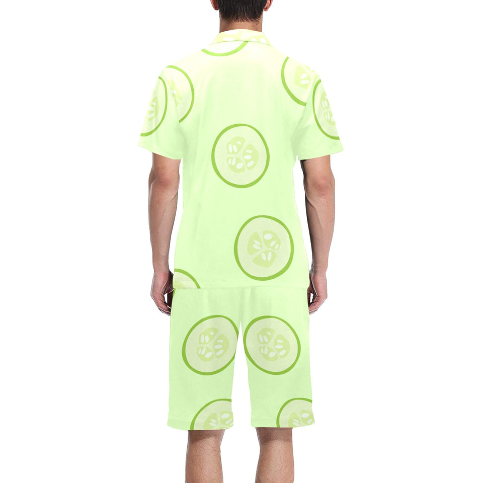 Cucumber pattern Men's V-Neck Short Pajama Set