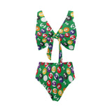 Billiard Ball Pattern Print Design 02 Chest Bowknot High Waisted Bikini Swimsuit